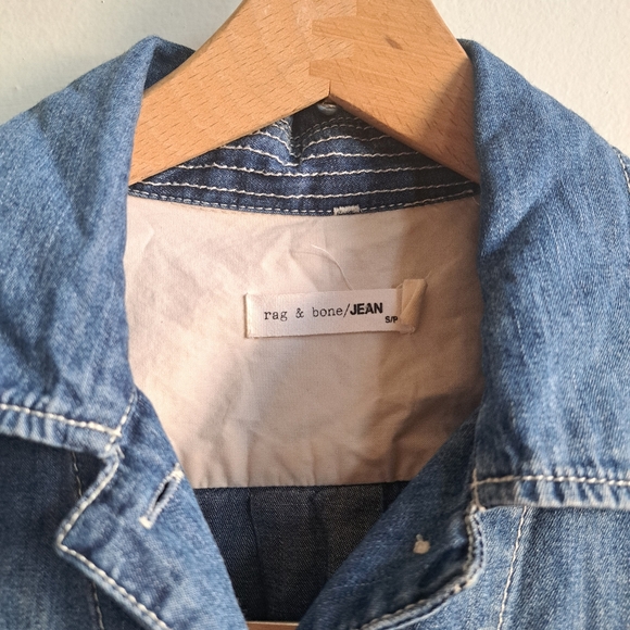 Size Small Rag & Bone Chambray Dress - Denim Shirtdress - Oversized Denim Shirt - Picture 3 of 10